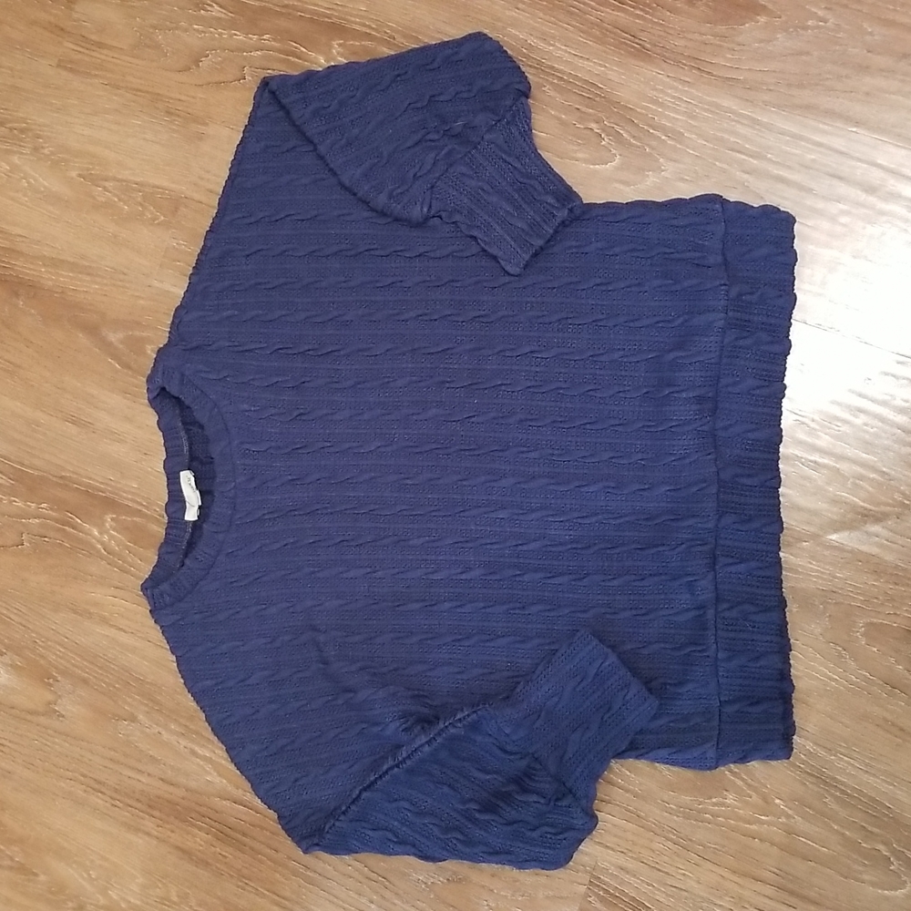 (M) Luukse Cable Design Oversized Solid Color Crew Neck Sweater